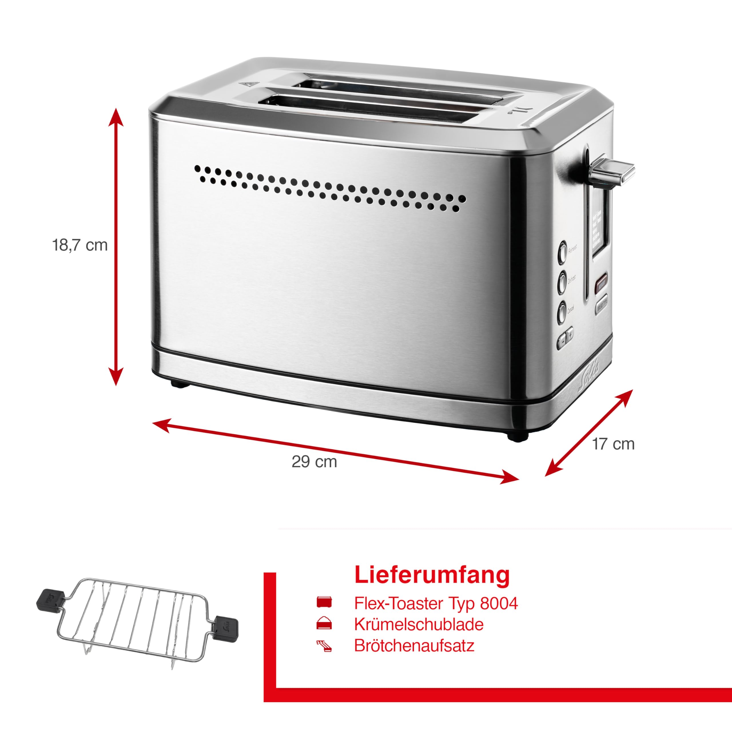 Solis Flex Toster 8004 opiekacz do kanapek – grill toster – funkcja do bajgle – bardzo szerokie szczeliny – 7 programów – łącznie z podgrzewaczem do kanapek