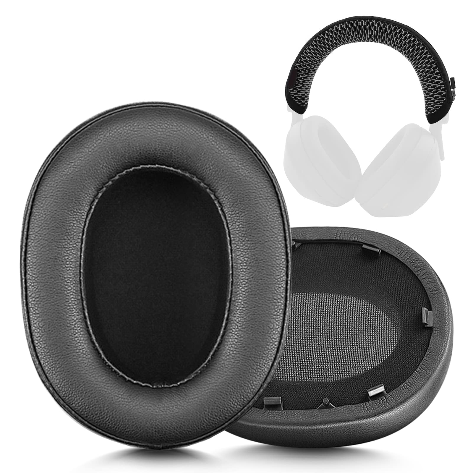 XBERSTAR WH-1000XM5 Earpads Cushion Cover Headband Replacement Compatible with Sony WH-1000XM5 (Earpads + Black White Headband) - Image 2