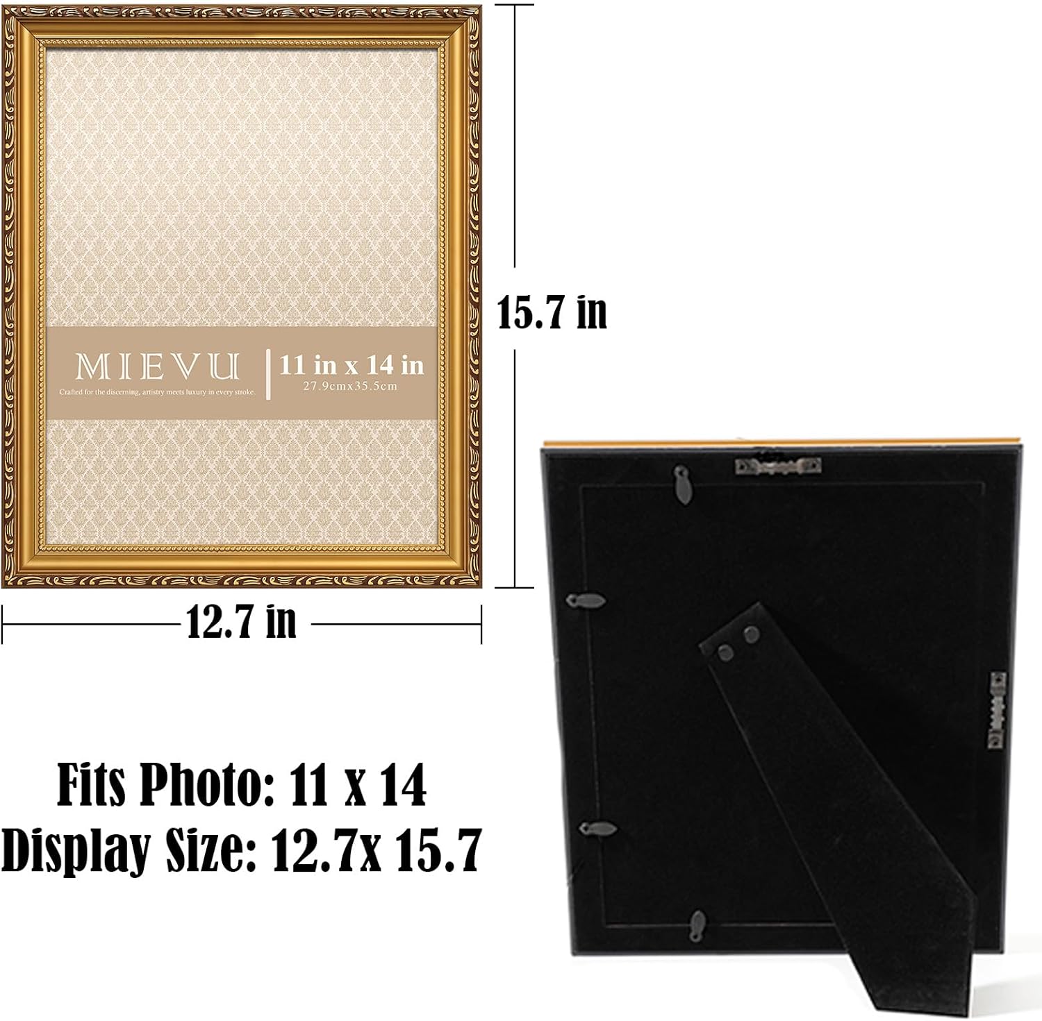 11×14 Picture Frame - Gold Picture Frames for Wall Hanging And Tabletop Display,Ornate Photo Frame,Vintage Frames,Christmas Frames,with Durable Plexiglass
