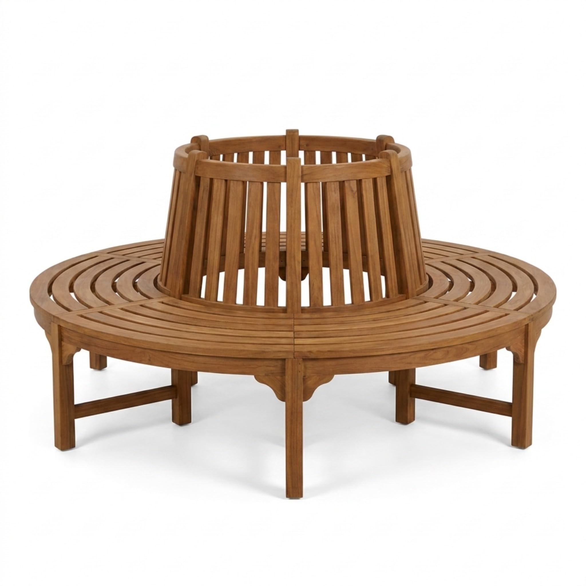 SAM Premium Baumbank Timo rund 220 cm, 360° Rundbank um den Baum aus Teakholz massiv, wetterfeste Gartenbank für bis zu 10 Personen, Holzbank rund für Garten und Terrasse