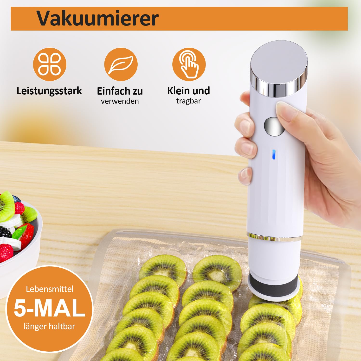 Vakuumiergerät – Kompakter Vakuumierer für Lebensmittel mit 30 Beutel