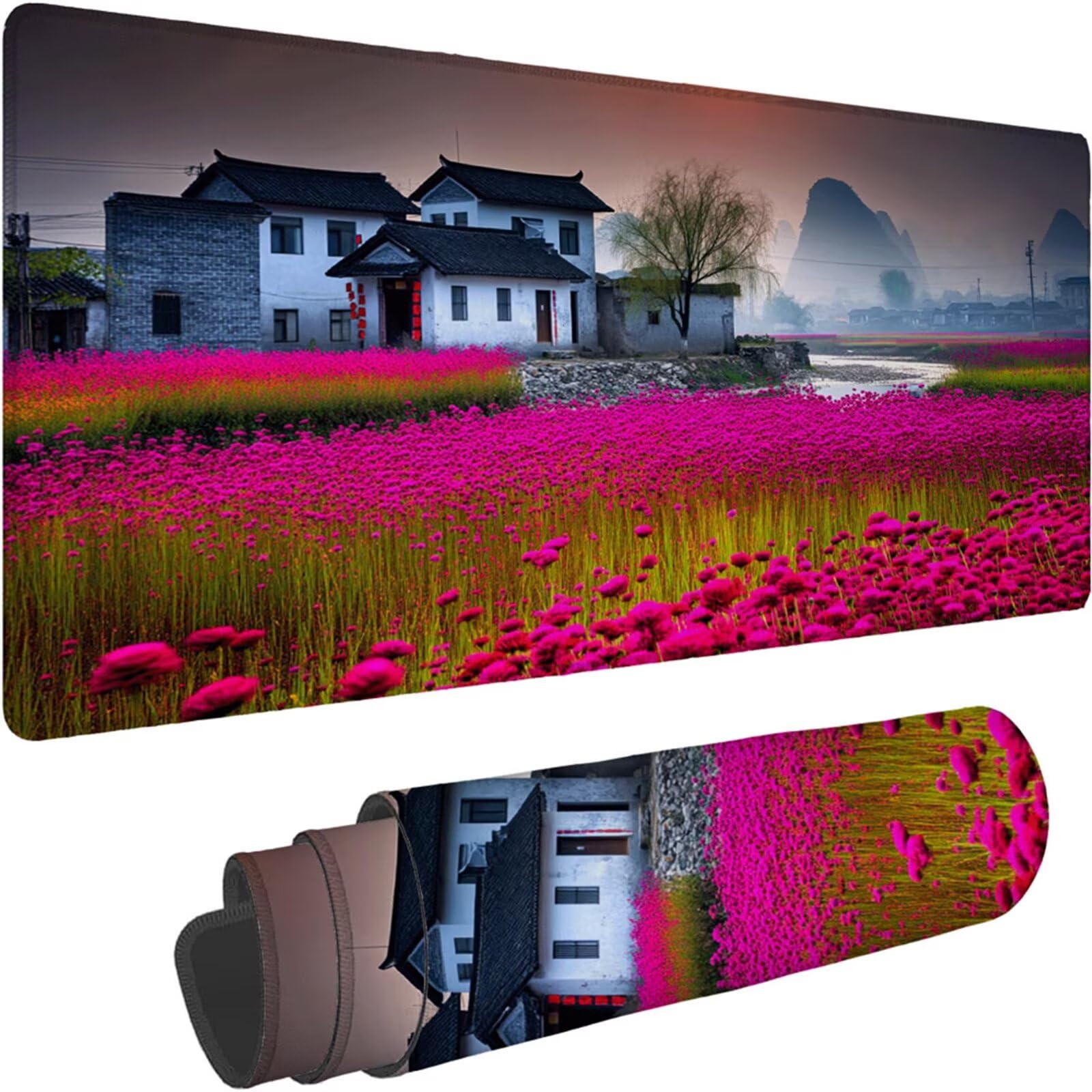 Gamingowa podkładka pod mysz 1200 x 600 x 3 mm, XXL, wodoszczelna, odporna na ścieranie, z przyszytymi krawędziami, podkładka na biurko, poprawia prędkość i precyzję, do laptopa, komputera, wzór