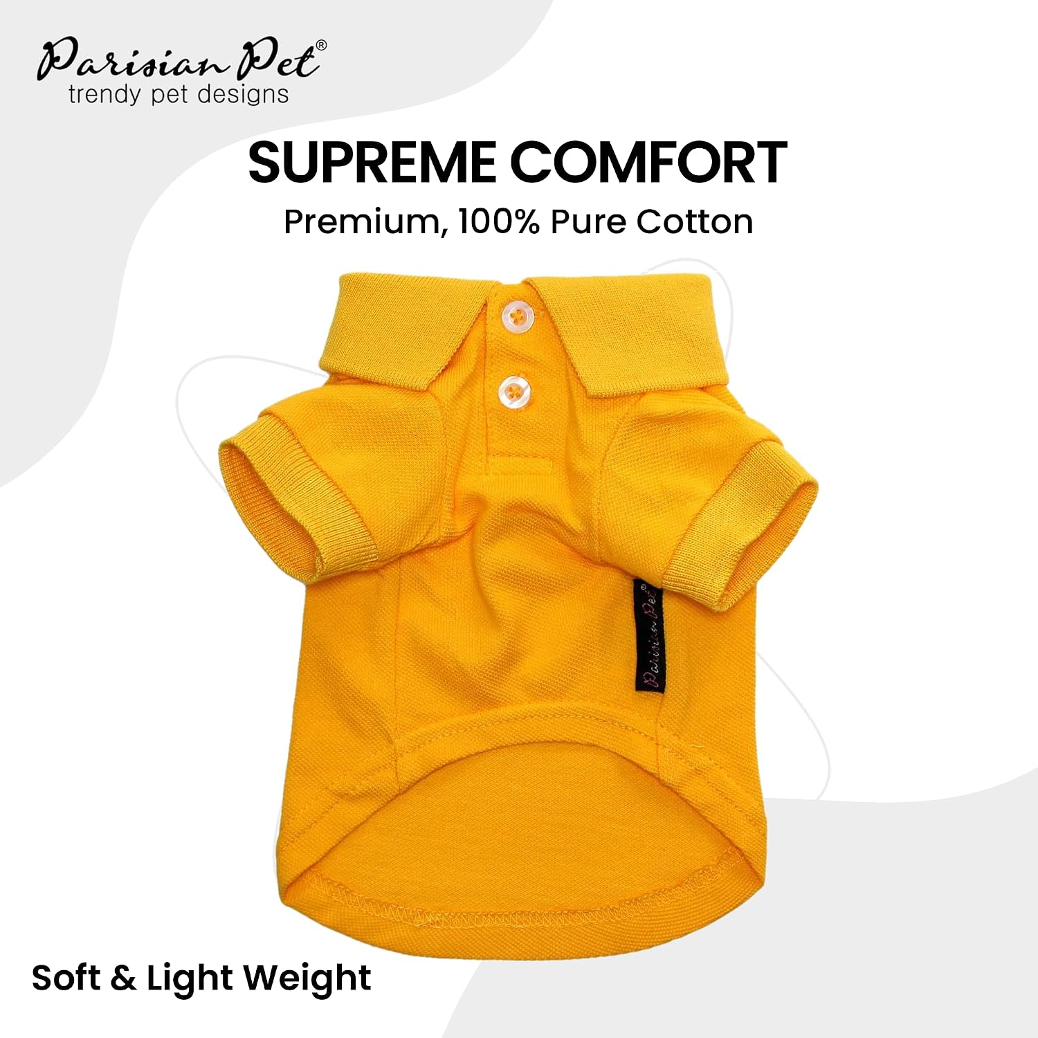 Parisian Pet Dog Polo Shirt – Classic Yellow Cotton Pet Apparel with Collar & Buttons, Soft Breathable Puppy T-Shirt - Cute Dog Clothes - Ideal Summer Clothes for Large Dogs - Shirts for Dogs Boy Girl image 2