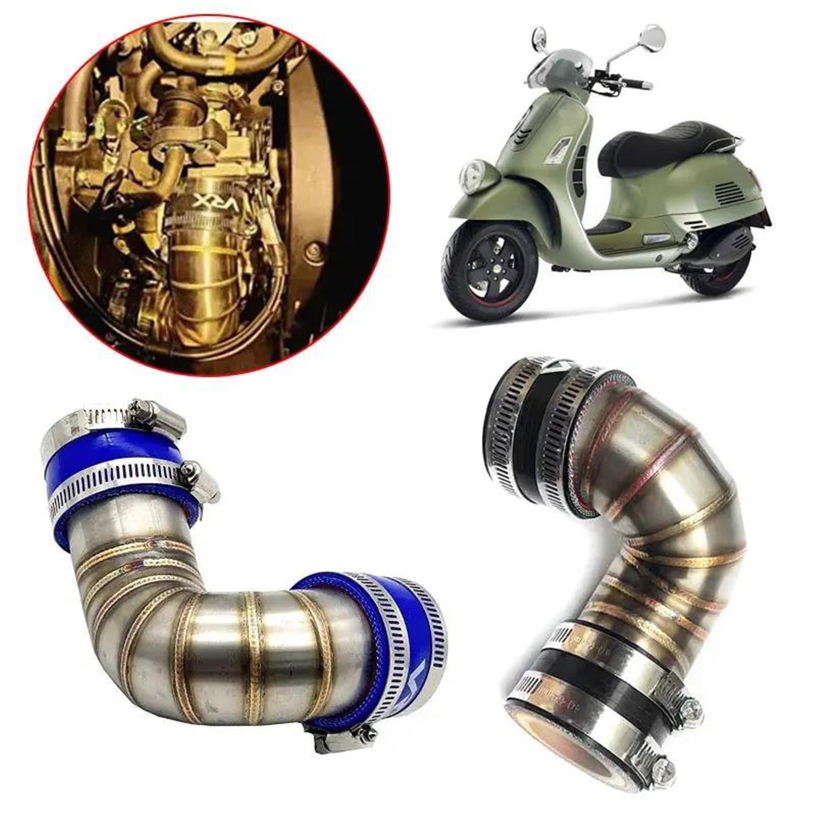 VESPA GTS 200 250 300 GTV 300 Auspuffrohr Link Rohr Ersatzteile 2006-2024 Schwarz