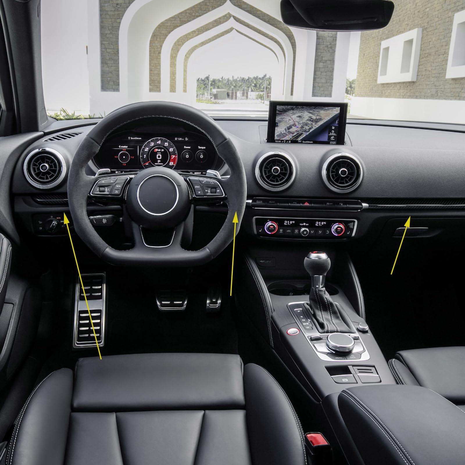 Lot De 2 Anneaux D'Interrupteur Argent Pour Console Centrale Audi A3 8V S3 2014-2019 - Finition Élégante