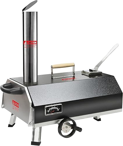 Horno de pizza para exteriores, horno de pizza giratorio semiautomático de 12 pulgadas, horno de pizza portátil de acero inoxidable con termómetro