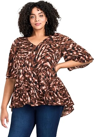 Avenue Womens Plus Size Aly Tiered Top