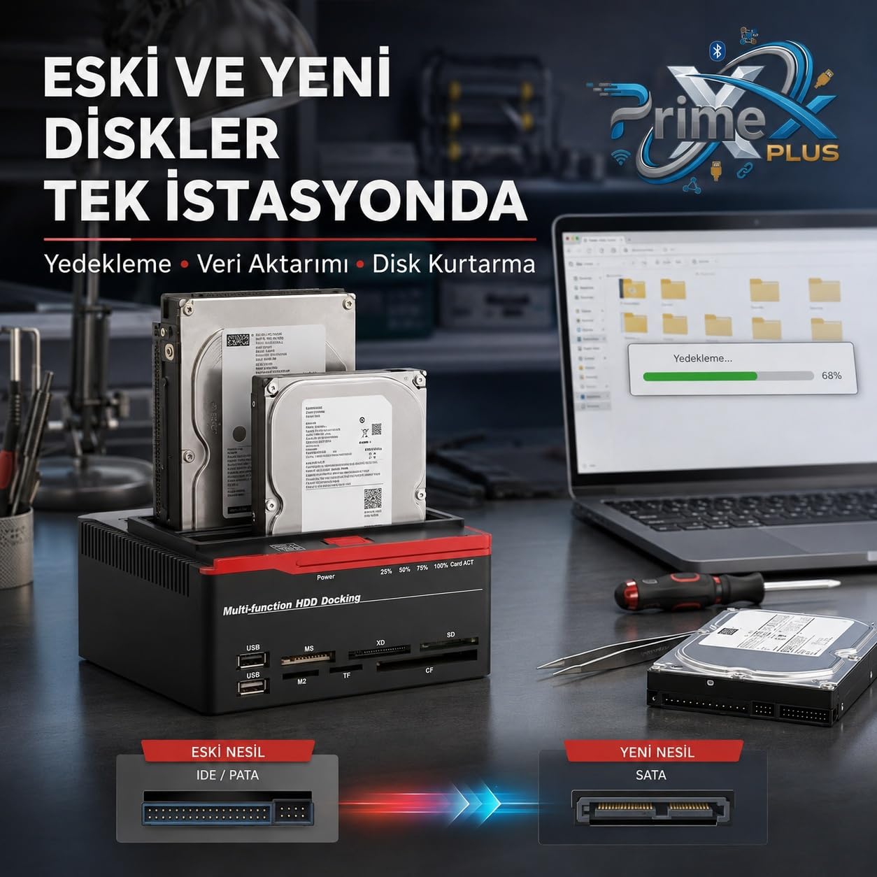 PrimeX PX-2390 893U3 Offline Clone USB 3.0 IDE SATA HDD Docking