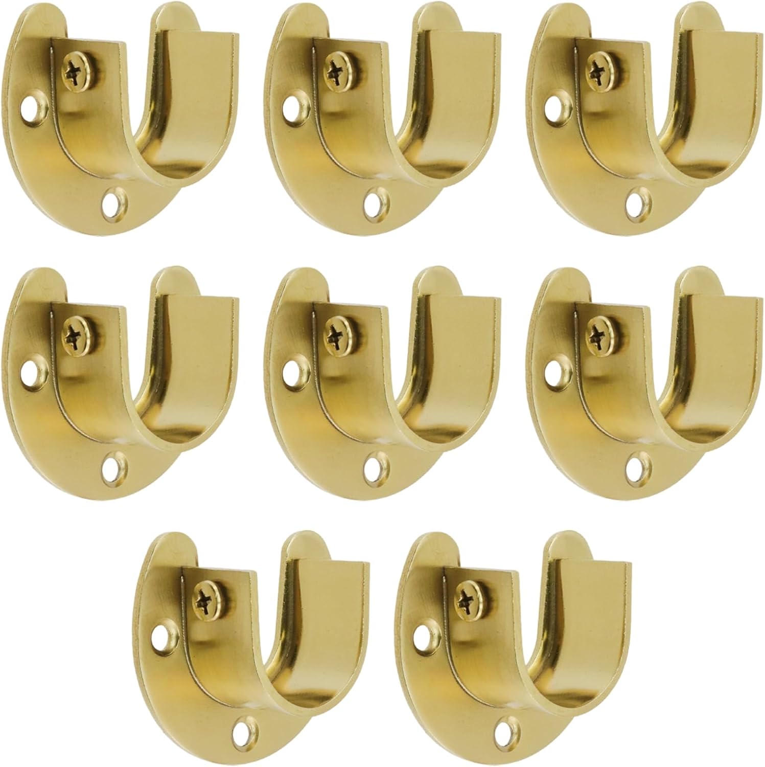 25mm/0.98" Gold Closet Rod Bracket 8Pcs, Stainless Steel Heavy Duty Curtain Rod Support Holder, Wall Mount Hanger Rods Flange