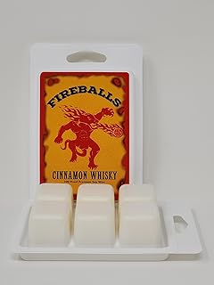 Fireballs Cinnamon Whisky Scented Wax Melts ~ All Natural Premium Soy Wax ~ High Fragrance Concentration ~ 1 Package ~ 6 Cubes ~ 2 Ounce Wax Weight ~ S&M Candle Factory (Fireballs)