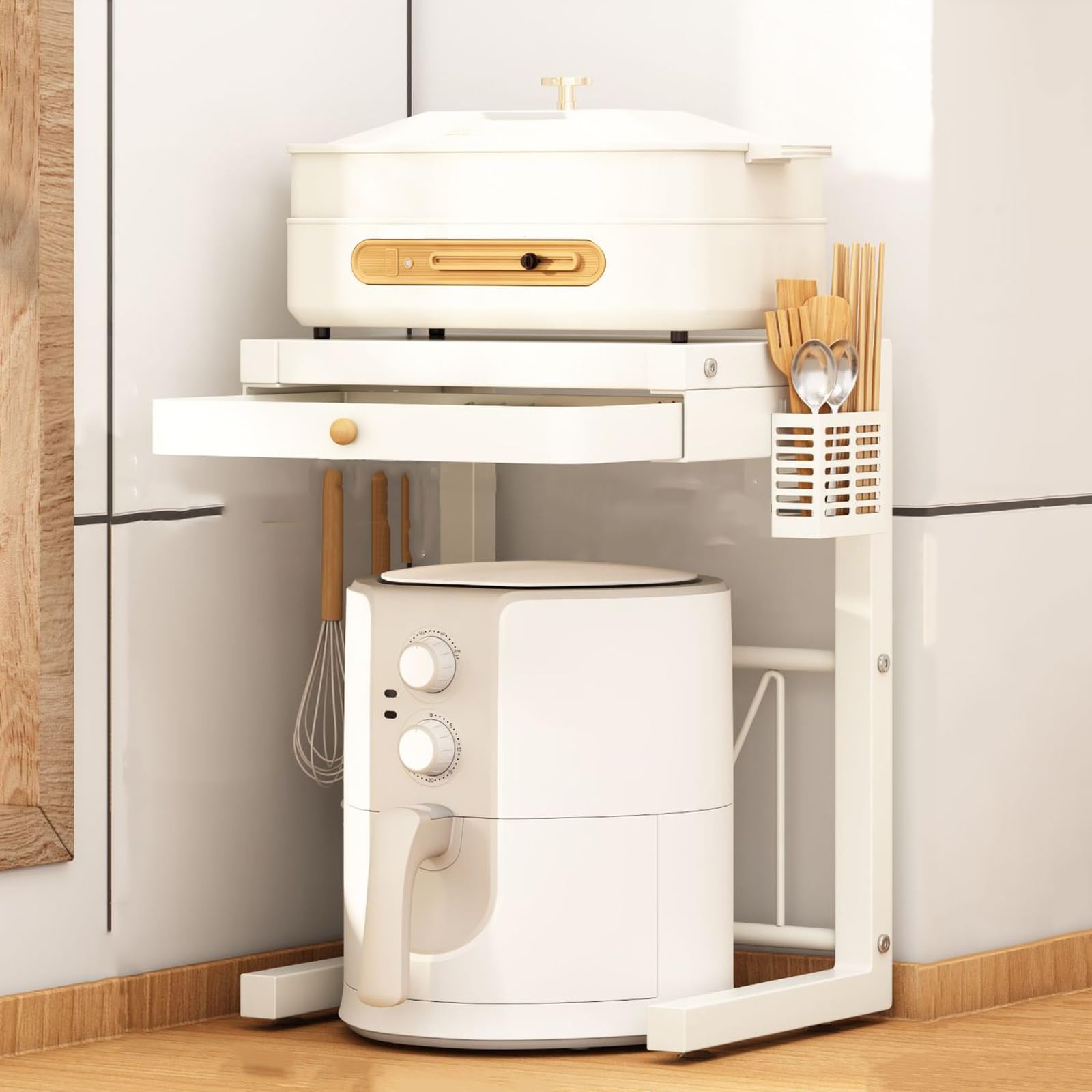 Supporto per microonde con ripiani portaoggetti da cucina OvertheMicroonde Scaffale salvaspazio da cucina con cassetti Mensola da scrivania per piccoli spazi