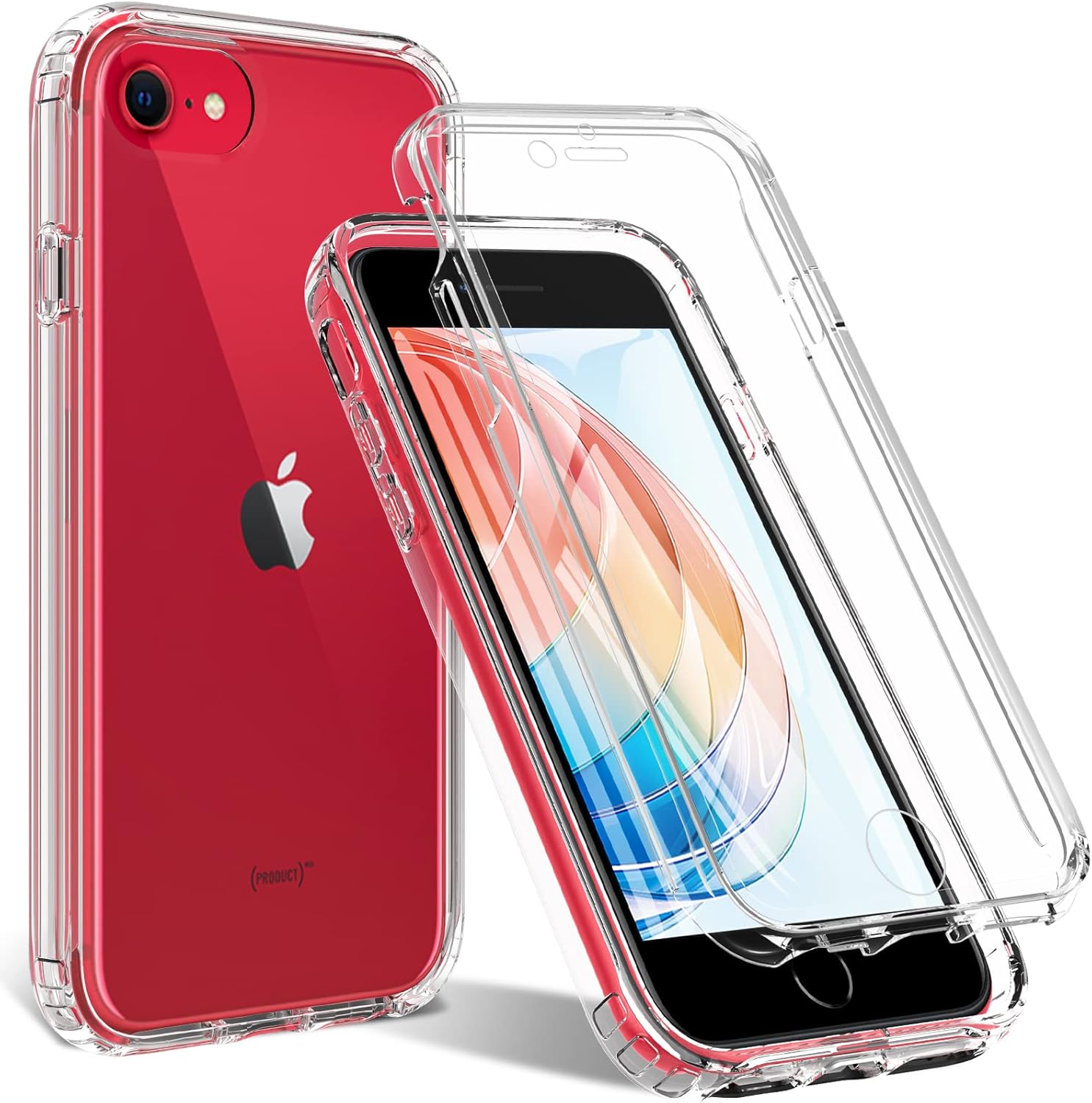 OWKEY iPhone SE 2020 Case, iPhone SE 2022/8/7 Case, 360° Full Body Heavy Duty Cover With Built