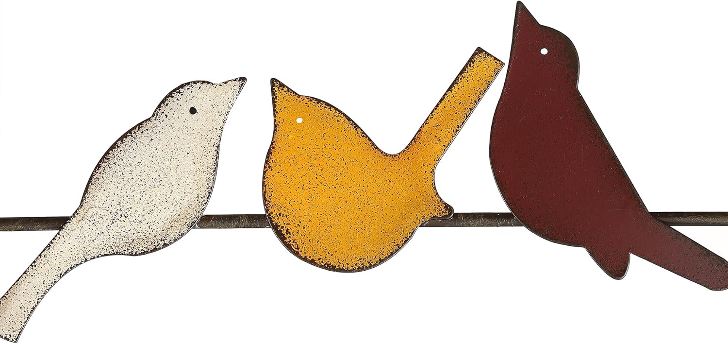 Metal Birds Wall Art – Metal Birds Wall Decor Art Birds On a Wire Metal Bird Wall Decor Outdoor Bird Decor (Large - 32.28"X7.71")