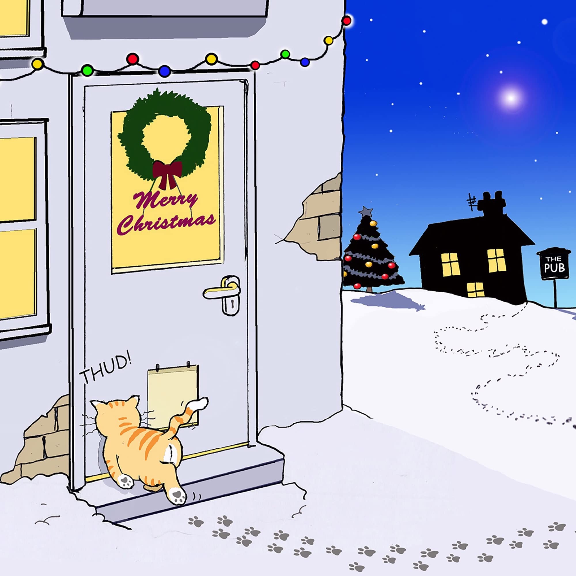 Twizler Funny Christmas Cards Pack of 6, Drunk Cat Design, Funny Christmas Cards Multipack, 6 Pack of Christmas Cards - Image 3