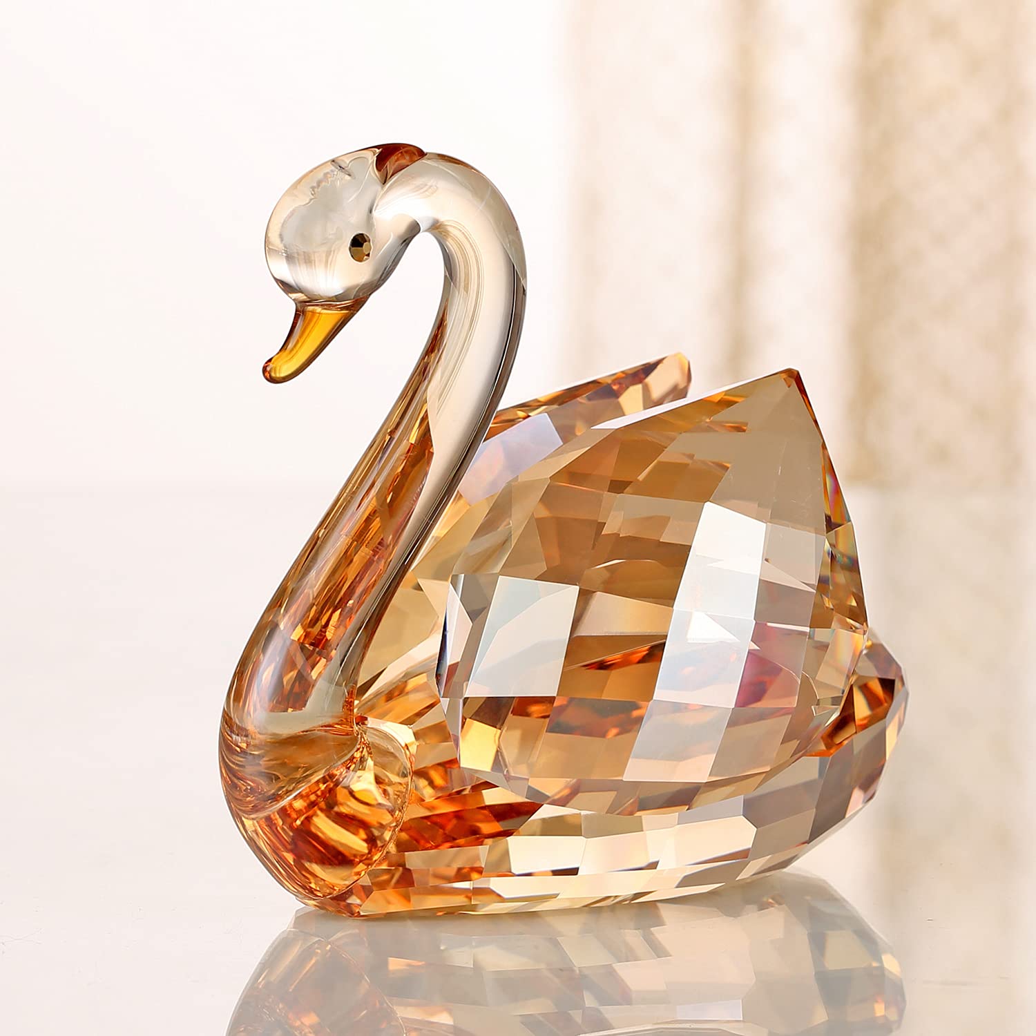 Crystal Swan A Pair Sparkle Figurine Collection fermacarte centrotavola ornamento (oro)