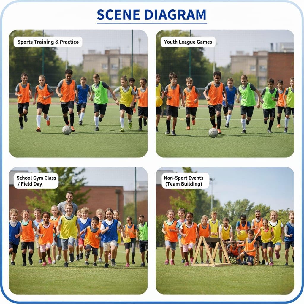 Practice Pinnies (Set of 12) –Youth & Adult Scrimmage Vests for Team Sports, Lightweight Training Jerseys for Sports