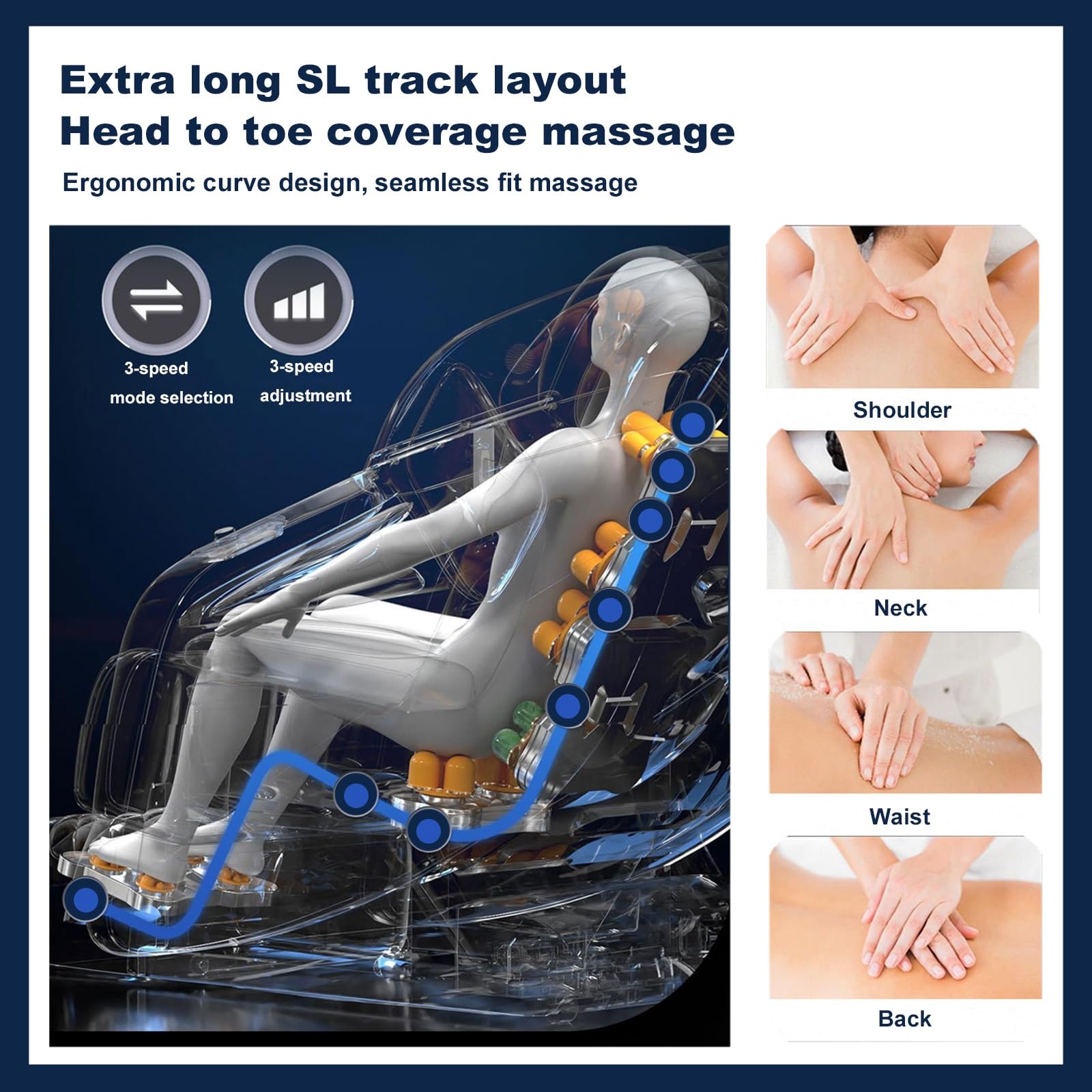 Sillón de Masaje de Gravedad Cero, Carril SL con Calefacción por Airbag en Todo El Cuerpo Reclinable Ergonómico Puede Ser Utilizado como Un Regalo para La Oficina En Casa(Noir)