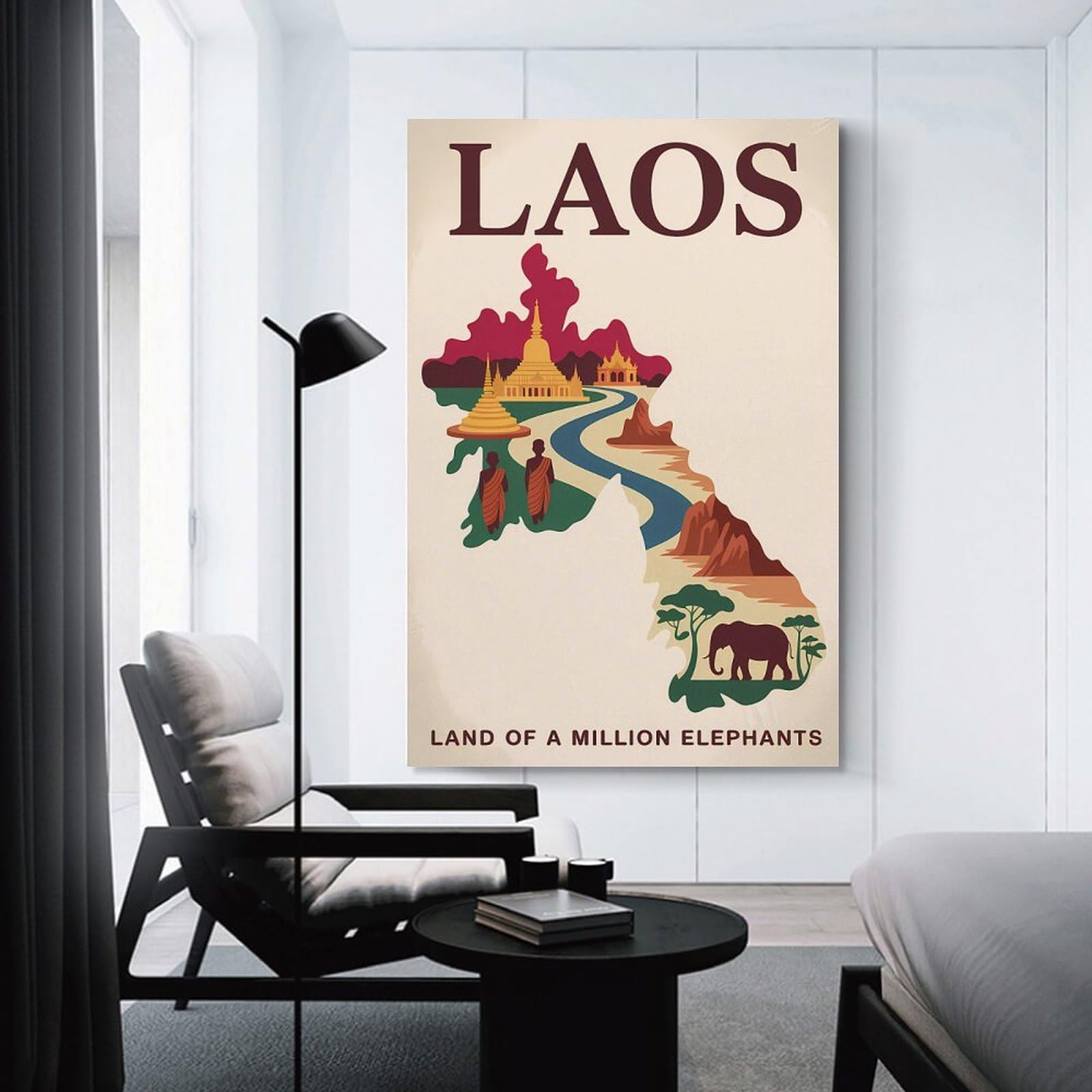 Junmoney Laos Travel (2) Decorative Canvas Print 20x30inch(50x75cm), for Gallery Wall Layouts in Home Or Office, Home Wall Art for Statement Displays