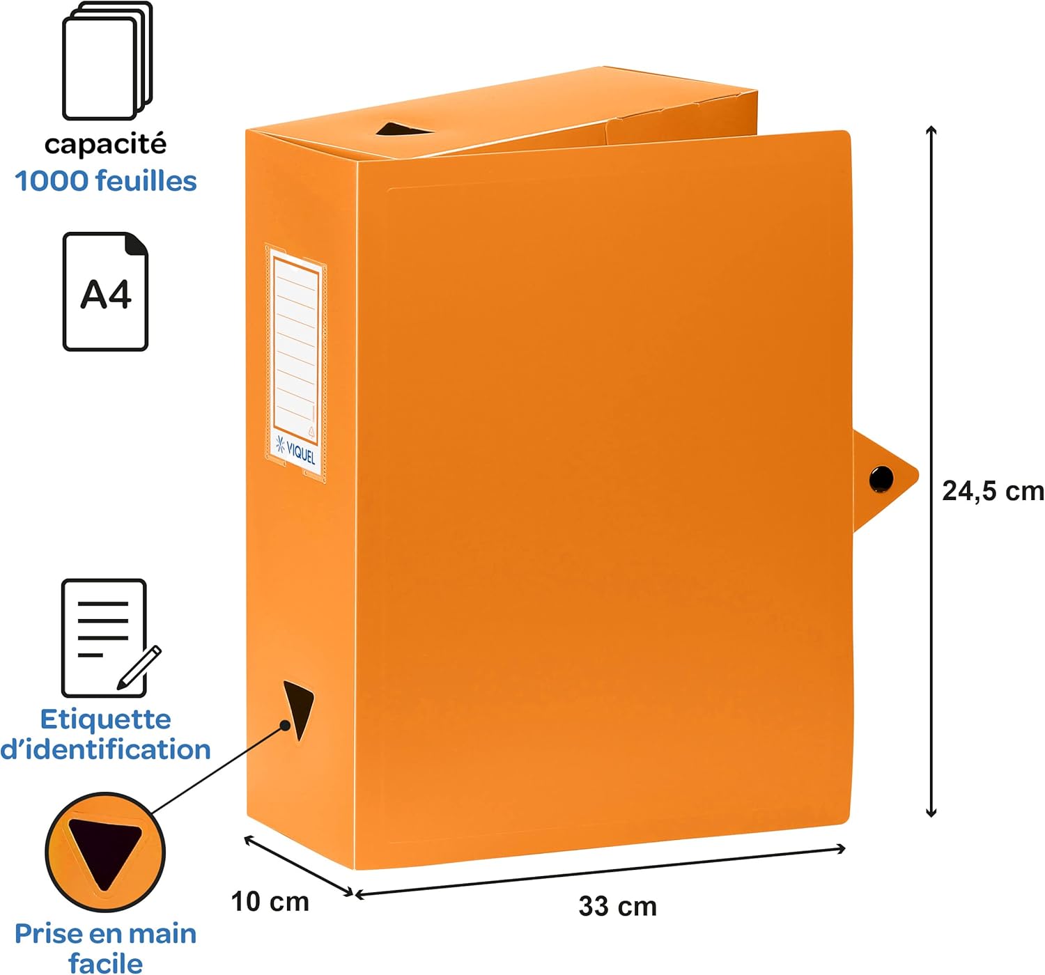 Viquel Set of 4 Assorted Plastic Filing Boxes - High Capacity Archive Boxes for Document Storage - 10 cm Spine