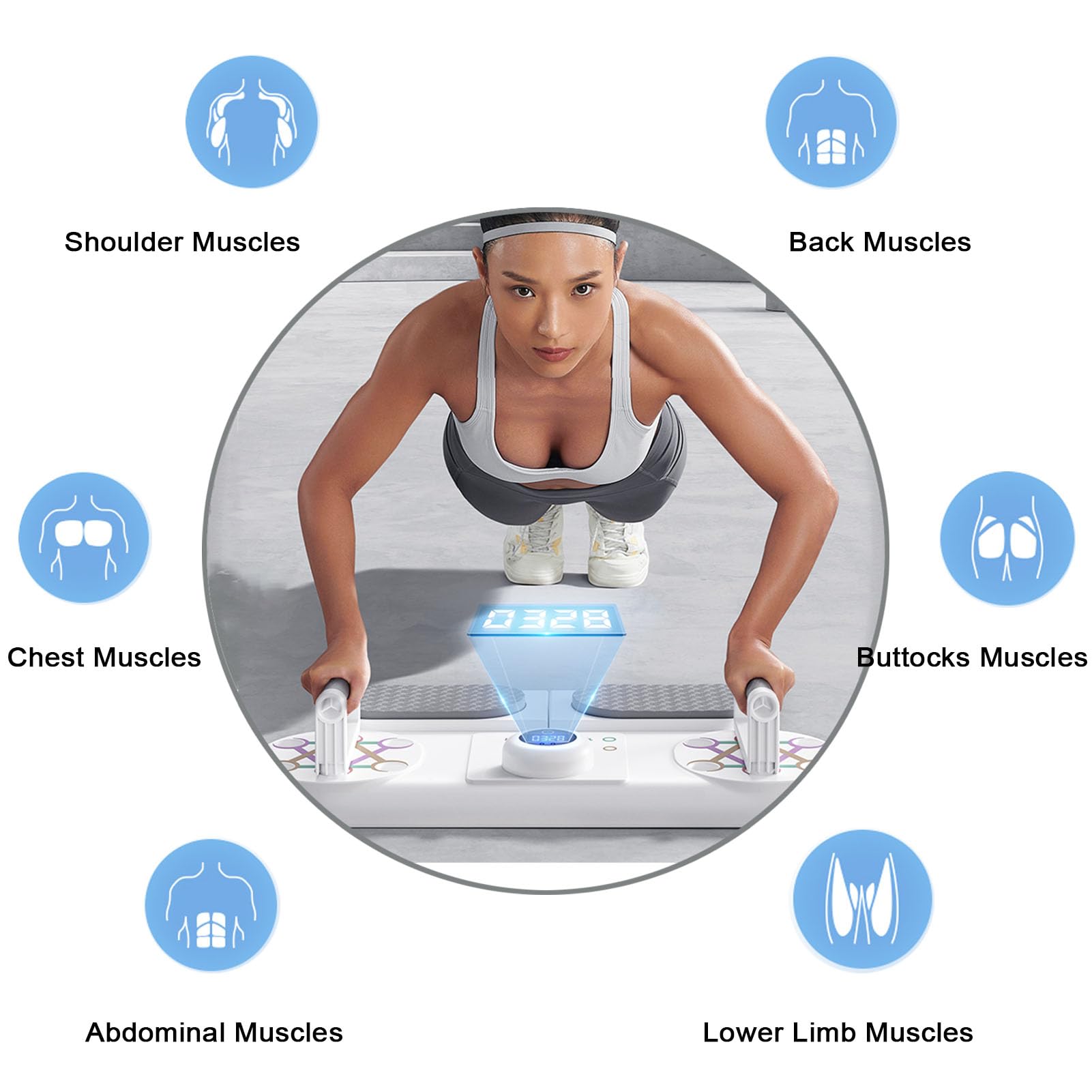 3-in-1 Liegestützbrett, tragbares Heim-Fitnessstudio, Multifunktions-Pushup-Board, Krafttrainingsgerät für Liegestütze, Bauch-Roller, Liegestützstange für Heim-Fitnessstudio