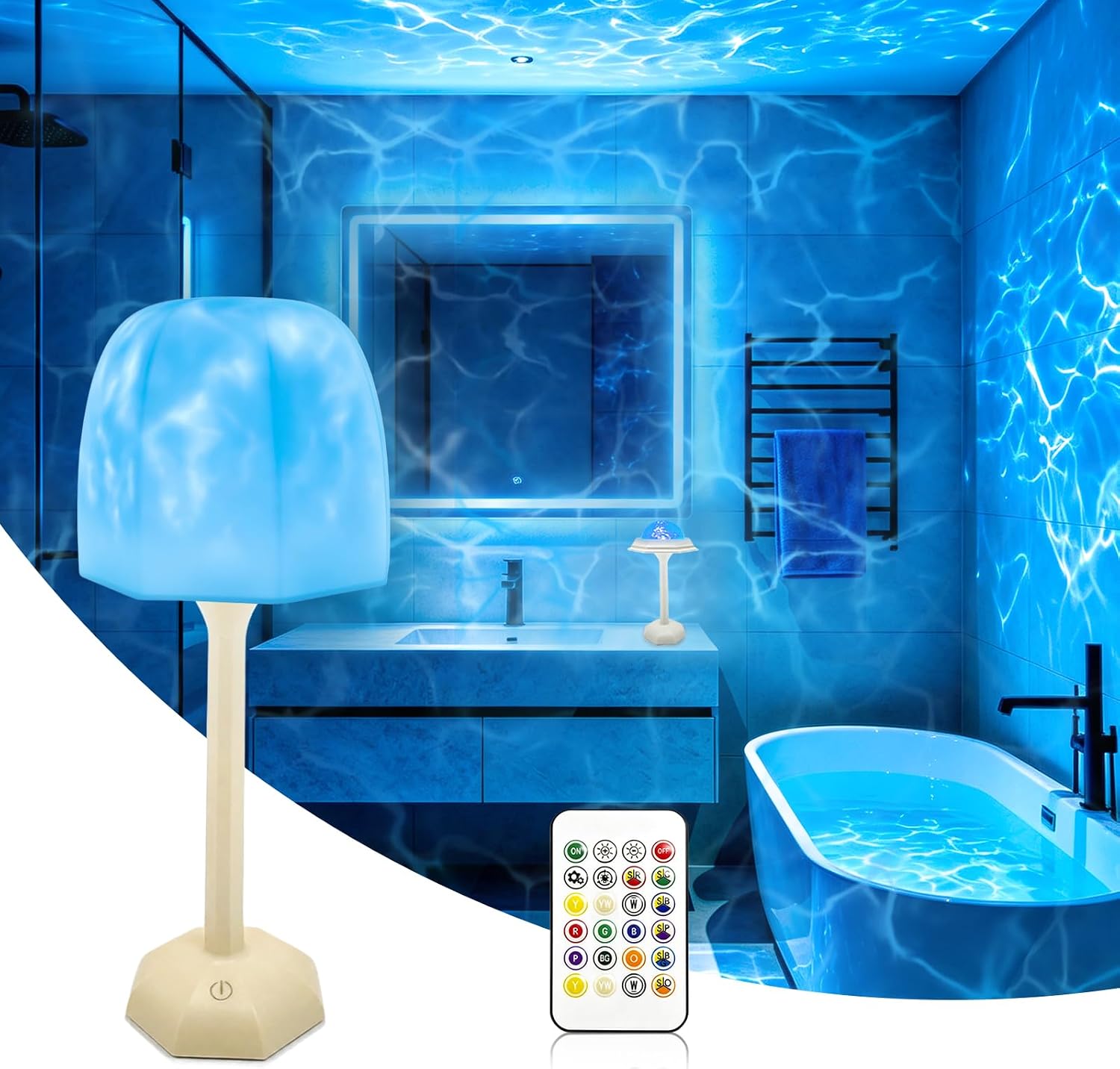 Shower Lamp Waterproof with 16 Colors Ocean Wave Projector