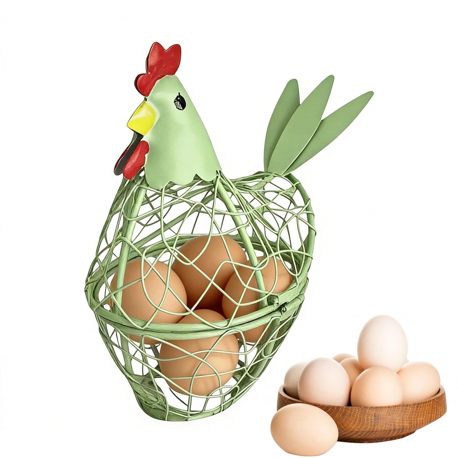 Cesta de huevos para cocina: organizador decorativo de alambre