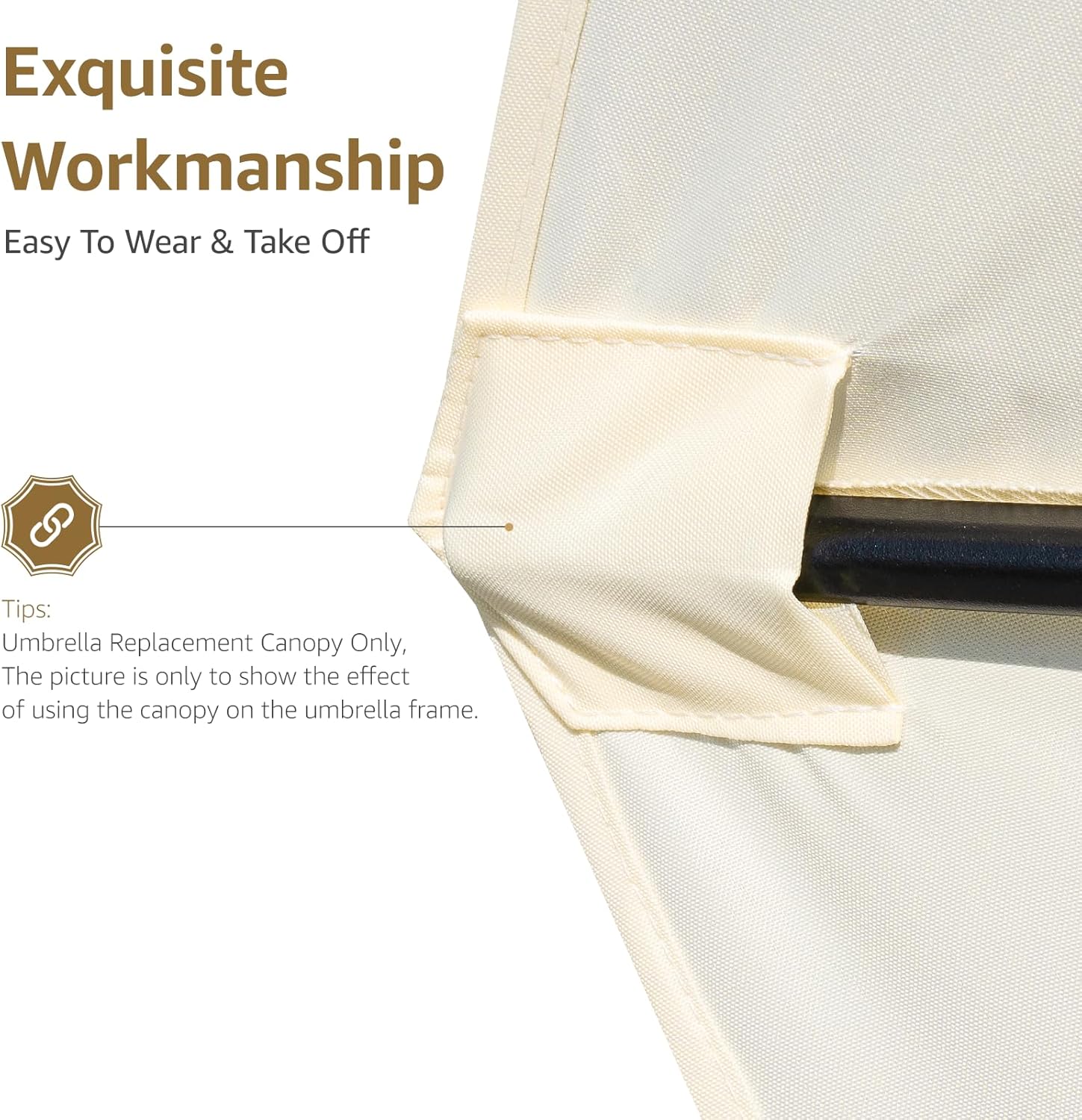 10Feet Patio Umbrella Replacement Canopy, For 8 Ribs,Market and Table Umbrella Top,Universal Strong and Thick Umbrella Canopy,UV Protection,Canopy Only. (Gray) - Image 5