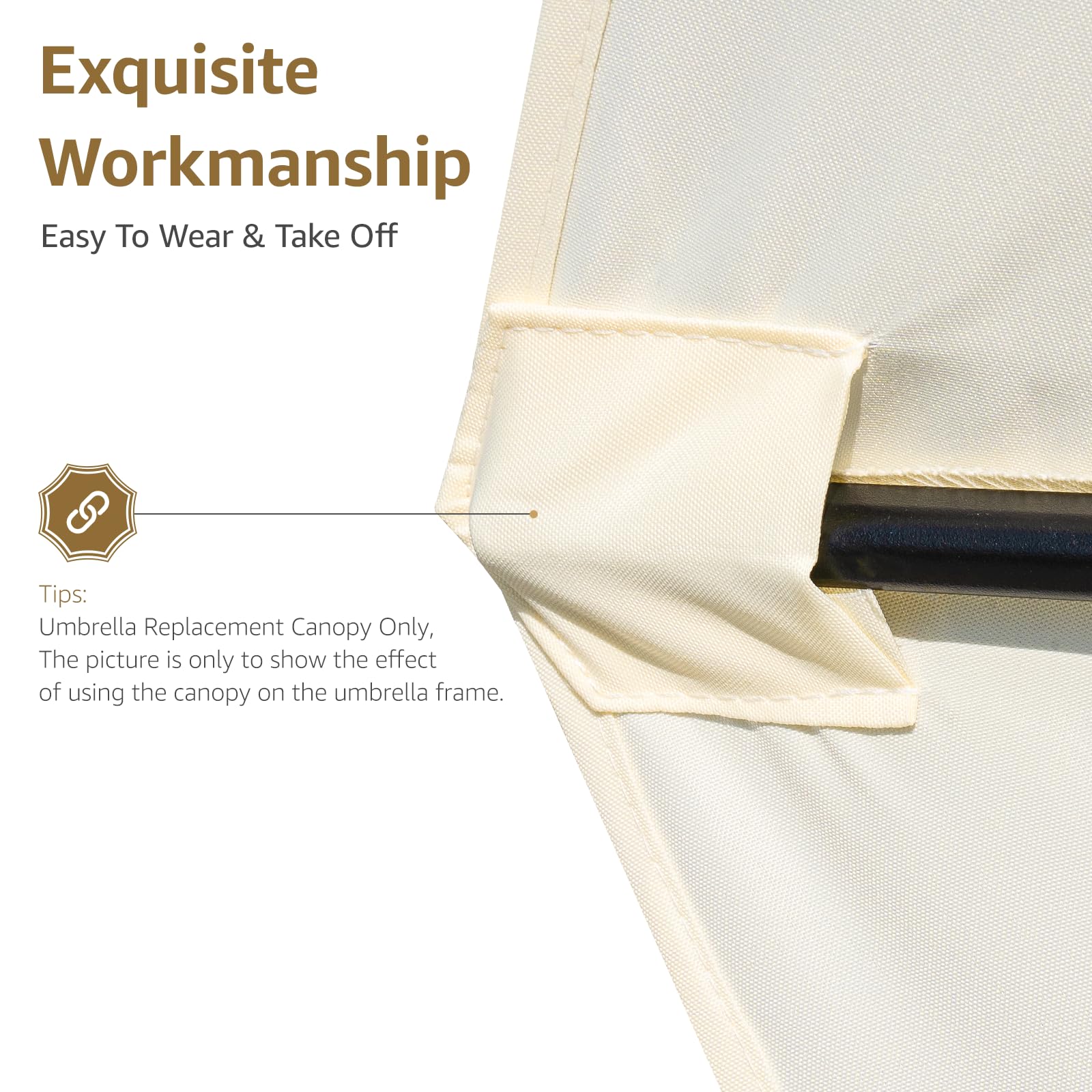 Toldo de repuesto para sombrilla de patio de 10 pies, para 8 varillas, sombrilla de mercado y mesa, toldo universal fuerte y grueso, protección UV, solo toldo (gris pardo)