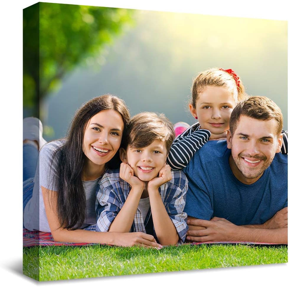 SENEW Custom Canvas Prints with Your Photo, Personalized Pictures Canvas Wall Art for Bedroom, Living Room, Wedding Baby Pet Family Picture Framed Wall Art (16" x 16")