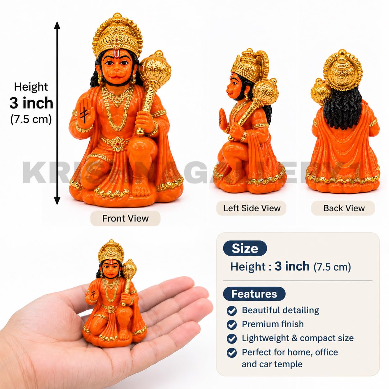Orange Hanuman Statue - Bala Ji Idol -2 Orange Hanuman Statue - Bala Ji Idol -2