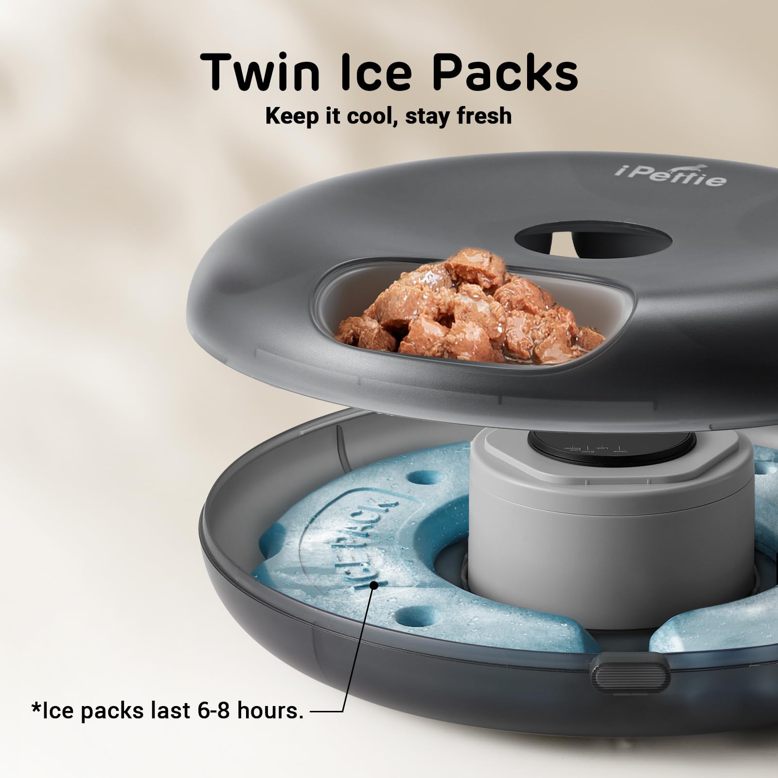 iPettie Donut Frost WiFi 6 Meal Automatic Cat Food Dispenser with App Control, Dry & Wet Food Automatic Cat Feeder, Smart Dog Feeder with Two Ice Packs, Programmable Timer - image 4