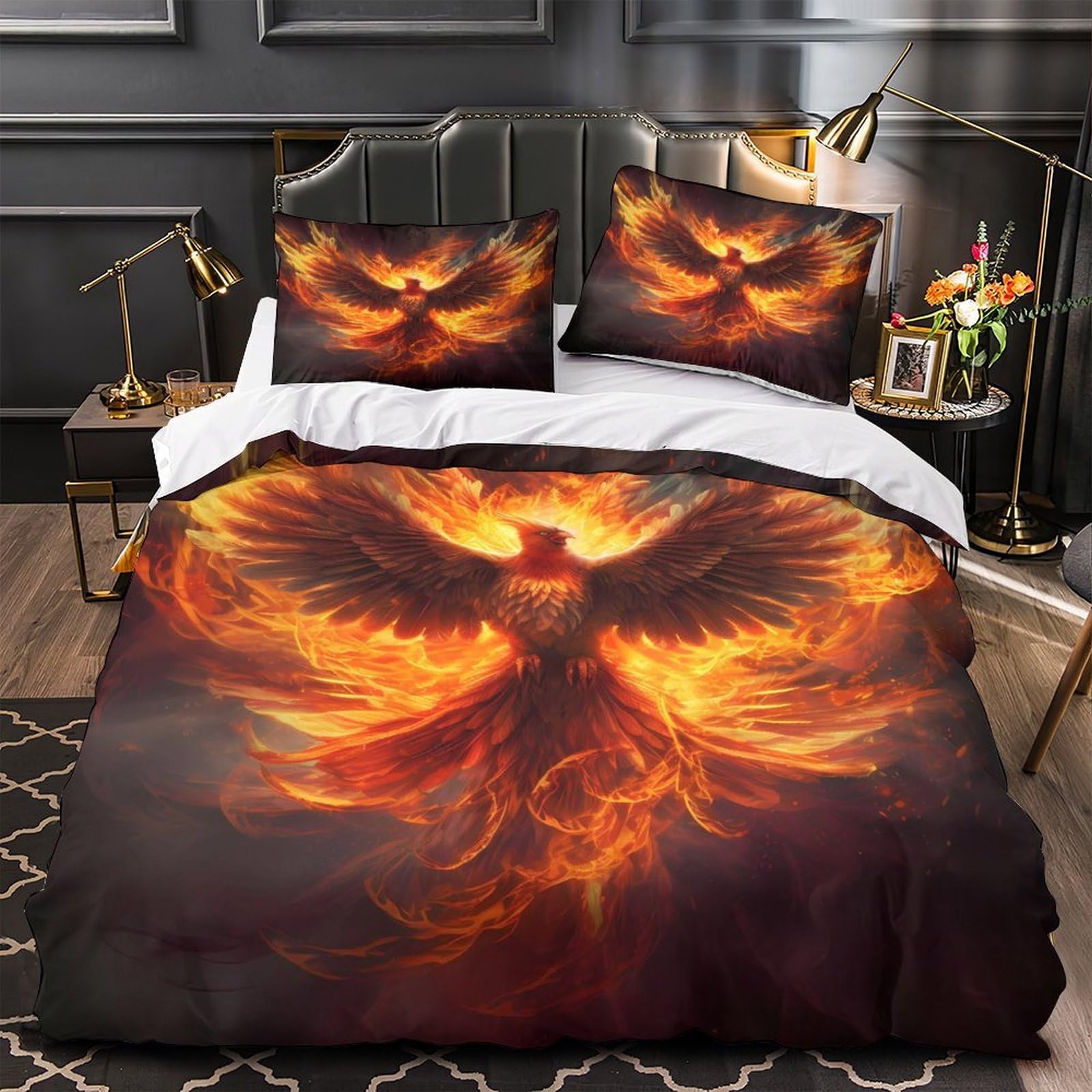 Parure lit double loup mystique finition fermeture éclair douce