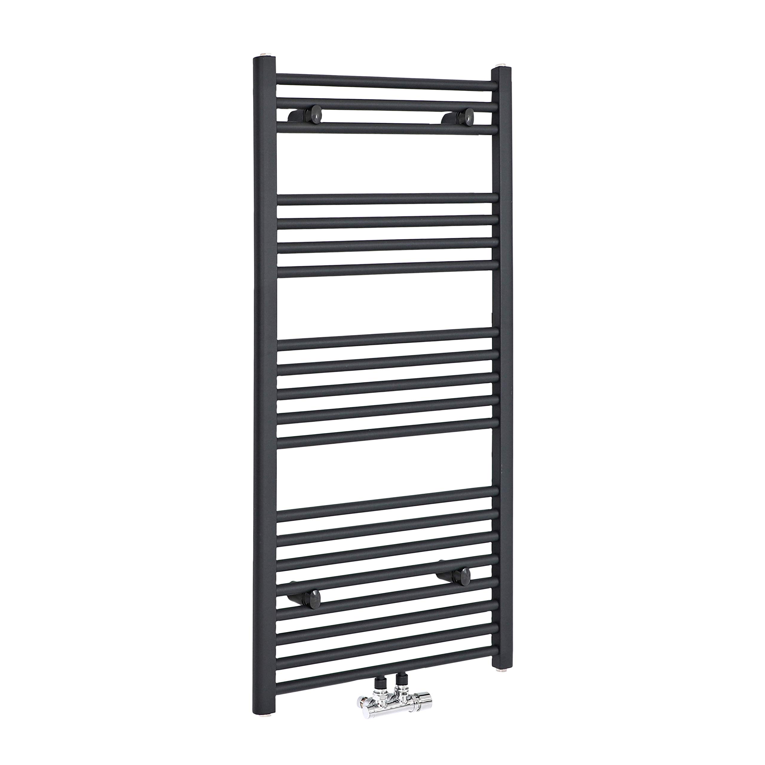 Milano Anthracite Neva Middle Connection Heated Towel Rail - 1188Mm X 500Mm