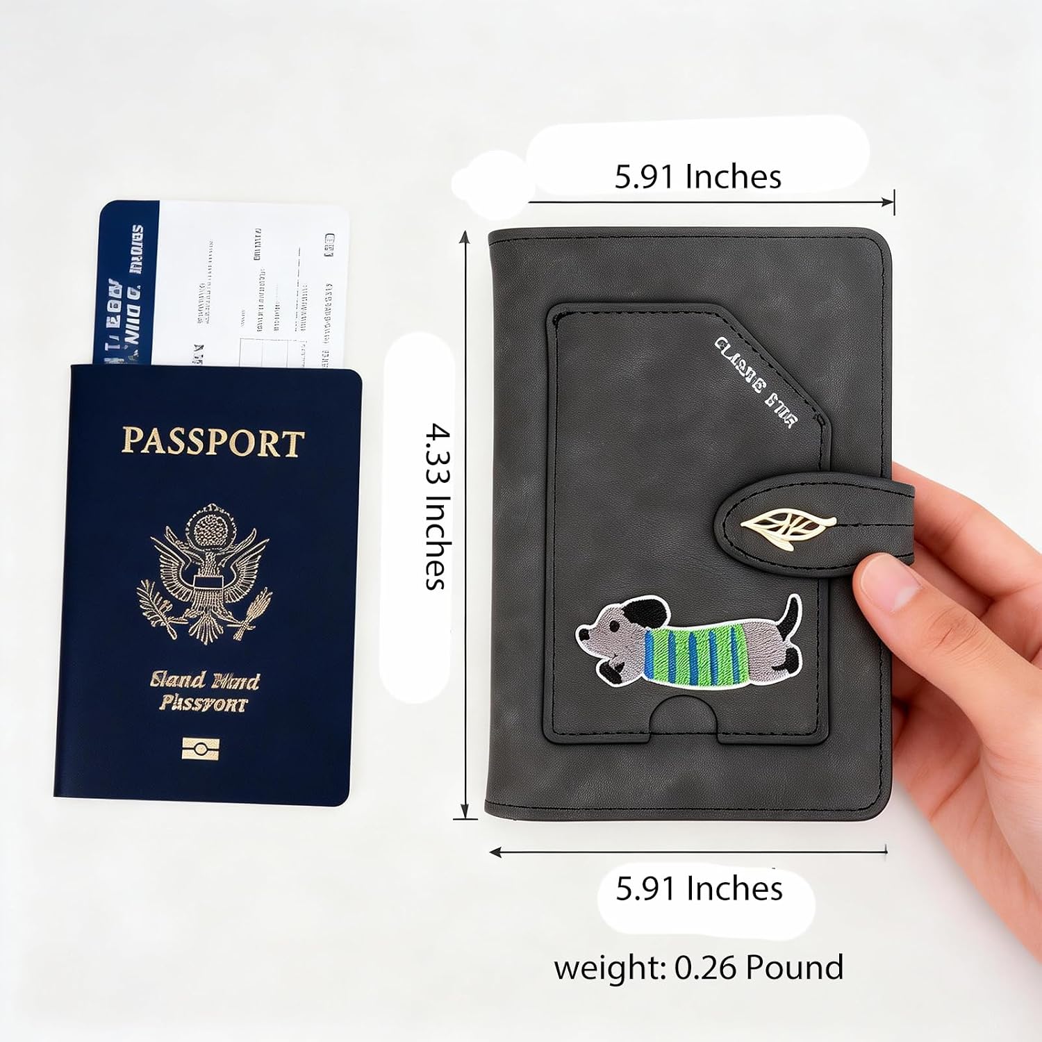 Passport Holder for Women Cute Dog – Travel Wallet with RFID Blocking, Card & Boarding Pass Organizer, Snap Closure, Fun & Stylish Gift for Dog Lovers