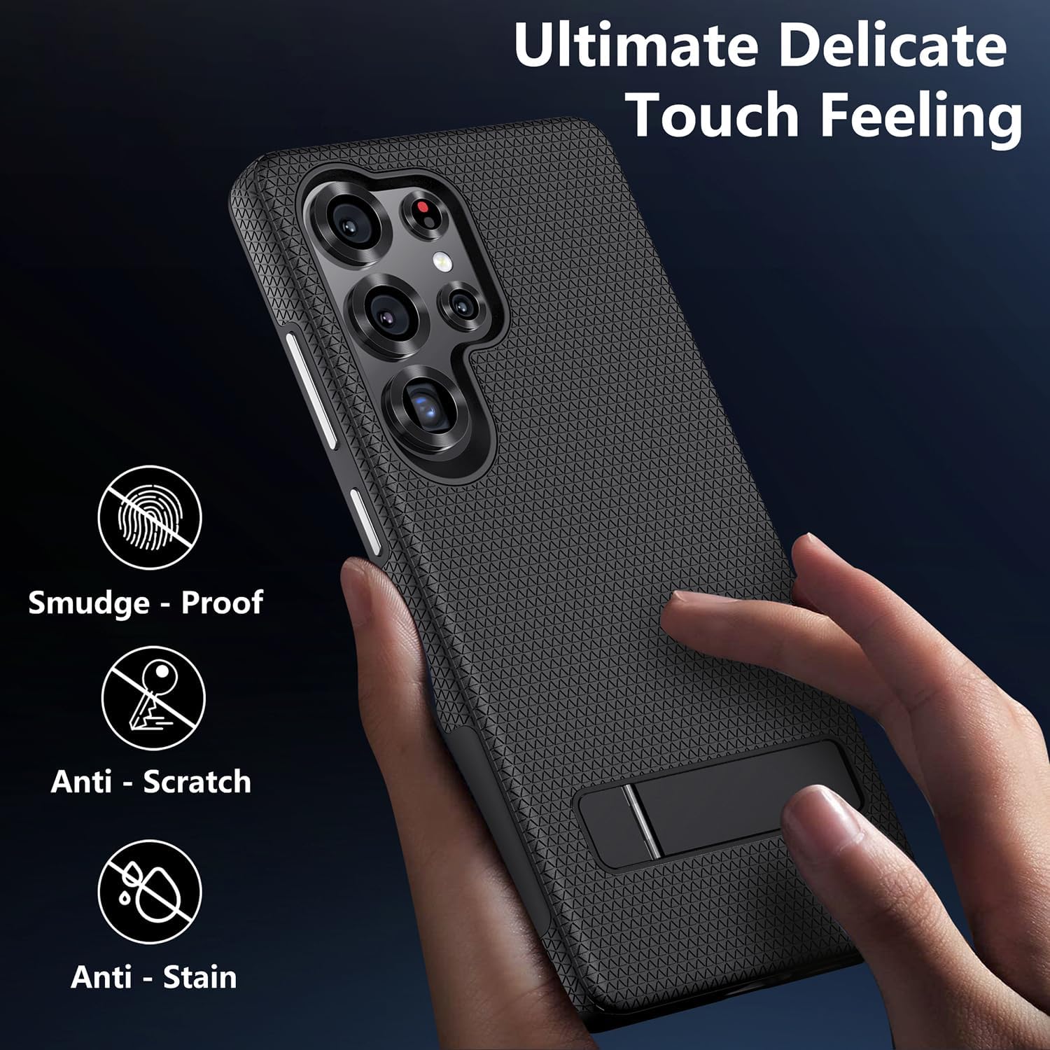 for Samsung Galaxy S25 Ultra Magnetic Case, [Fit for Magsafe] Military Grade Dual-Layer Shockproof Protective with Non Slip Textured Back, Phone Case with Kickstand for S25 Ultra (Black) - Image 4