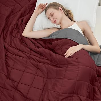 Weighted Blanket for Adults 15lbs, 48"x72", Twin Full Size Cooling Heavy Throw Blanket for 140-160lbs, Microfiber Soft Thick Big Blankets Weighted Comforter Gift for Sleeping, Red Grey