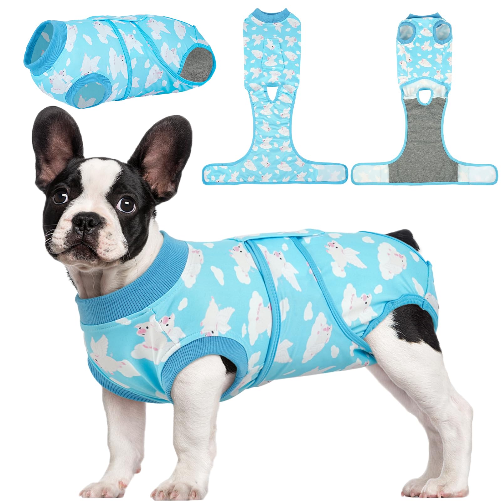 Kuoser Recovery Suit for Dogs After Surgery, Dog Surgery Suit Female Spay Male Neuter, Soft Dog Onesie Recovery Suit Cone Alternative Anti Licking, Blue S โ image 1