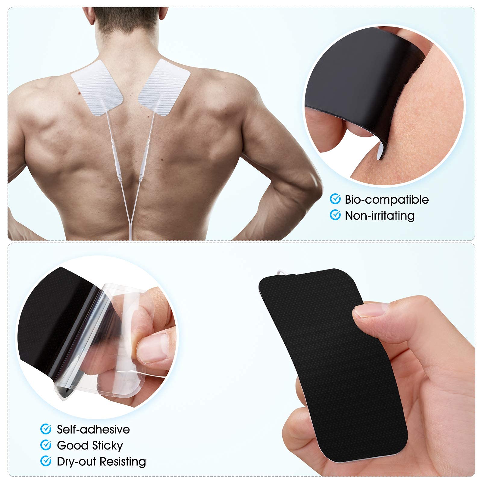 Electrodes Pads Tens Replacement with circular lead connection for the