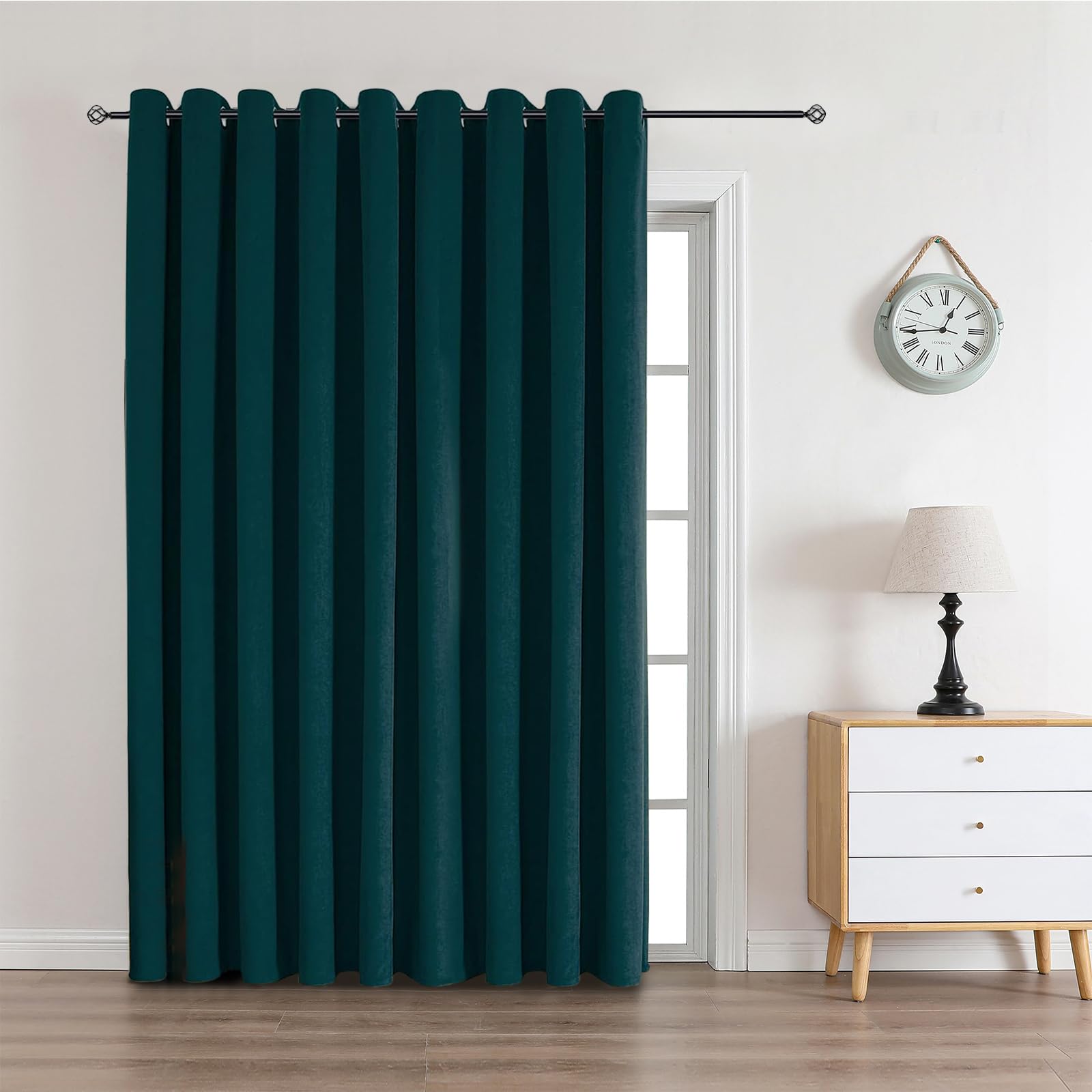 CUCRAF Thermal Insulated Velvet Curtais Eyelet Teal 1 Panels Ring Top - Soundproof Blackout Curtain for Kids Room and Living Room โ image 1