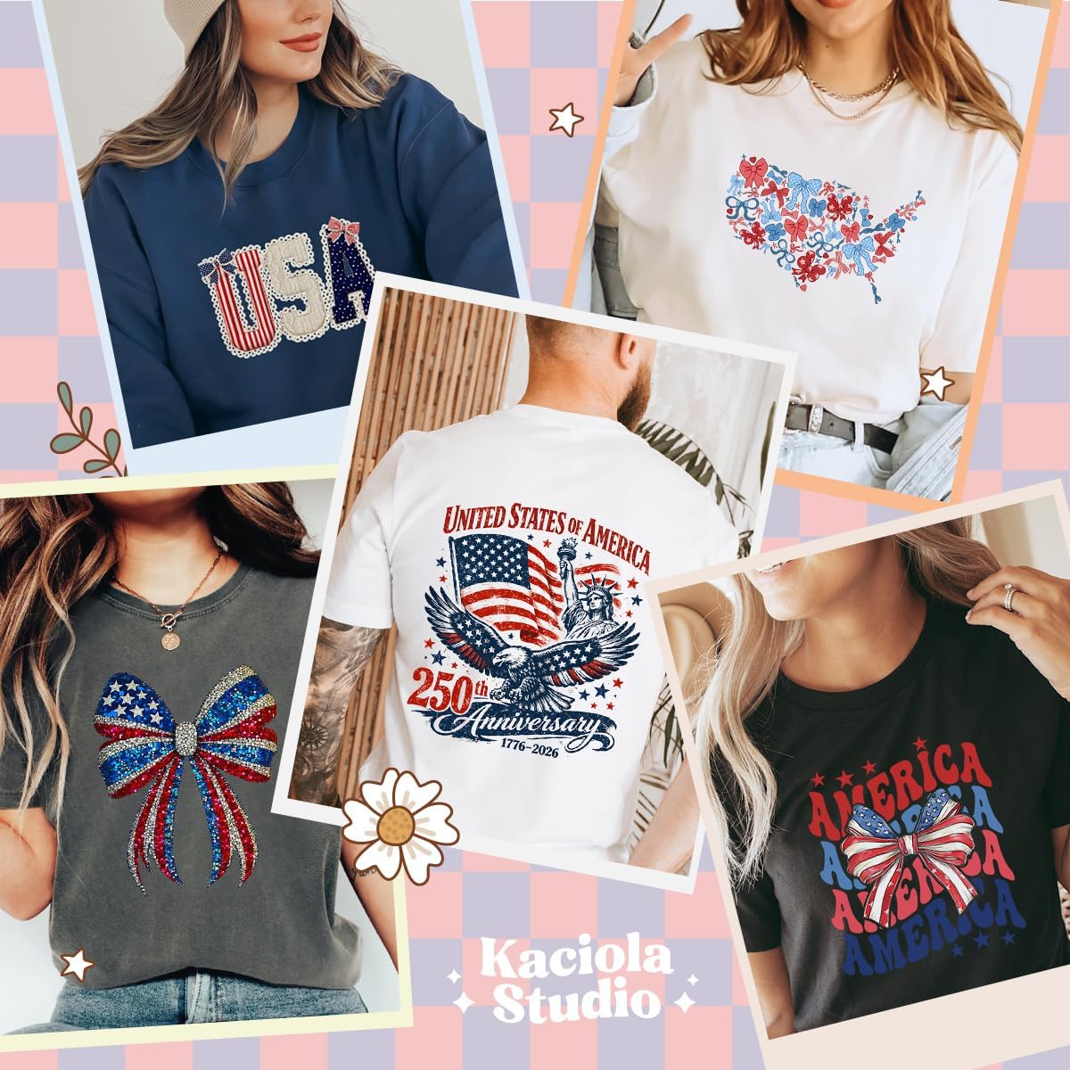 Kaciola 30 Sheets 250th Anniversary USA 4th of July DTF Transfers Ready to Press, Independent Day Iron on Transfers Stickers Iron on Decals for T Shirts Hoodie DIY Crafts