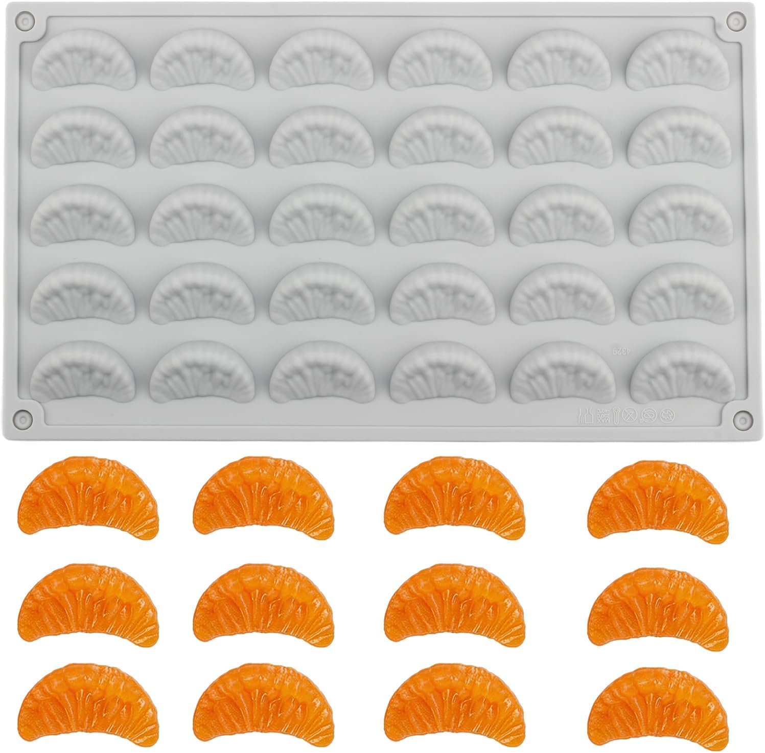 30 Cavity Tangerine Slice Silicone Candy Molds