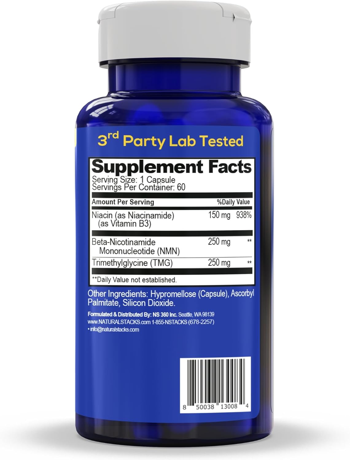 Smart NMN Supplement - Advanced NAD Supplement with Niacinamide Mononucleotide & TMG - NAD+ Production Support for Healthy Aging & Long Term Brain Health - Vitamin B3 & Trimethylgycine - 60 Capsules