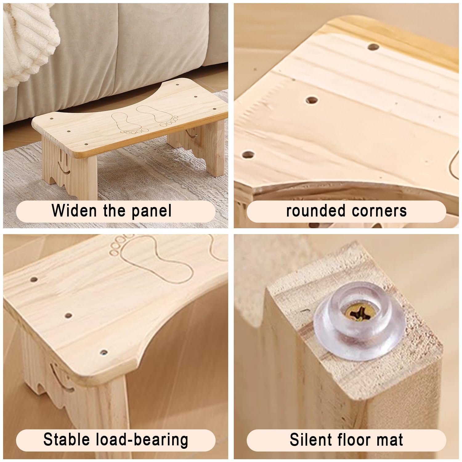 Sgabello per WC in legno per adulti, poggiapiedi antiscivolo, sgabello WC ergonomico per bagno, sgabello WC per una migliore postura