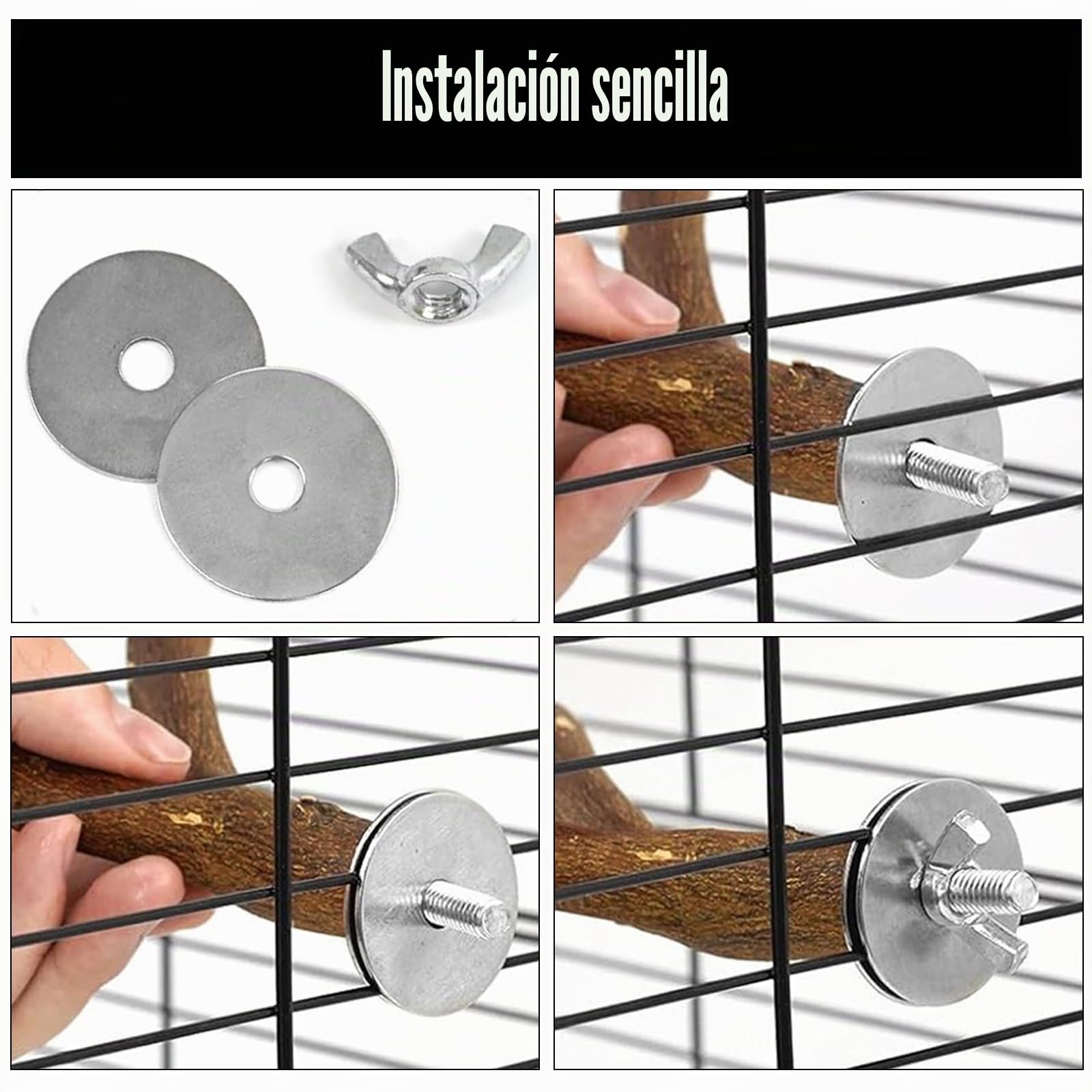 5 Pz Percha de Madera Natural para Pájaros de UVA Salvaje, Soporte para Jaulas