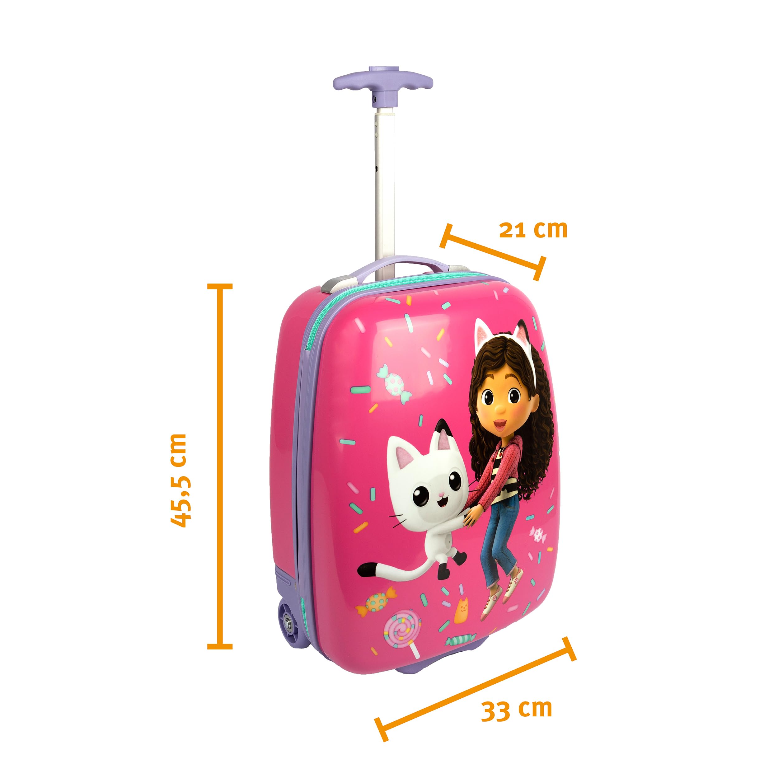 Undercover - Walizka na kółkach z poliwęglanu – Gabby's Dollhouse Design – 40 cm – z paskami napinającymi i kieszenią na zamek błyskawiczny – drążek teleskopowy – lekki i wytrzymały – dla dzieci,