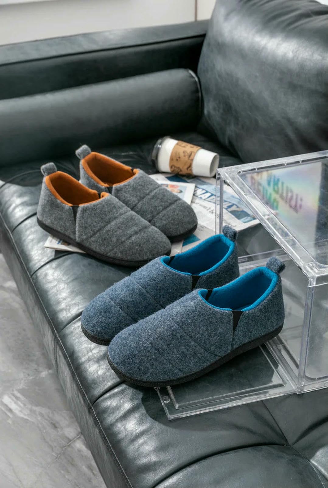 Pantofole Scarpe di Cotone Inverno in da Uomo Caldo Casa Casual House Antriskid Outdoor-Blu -45-46