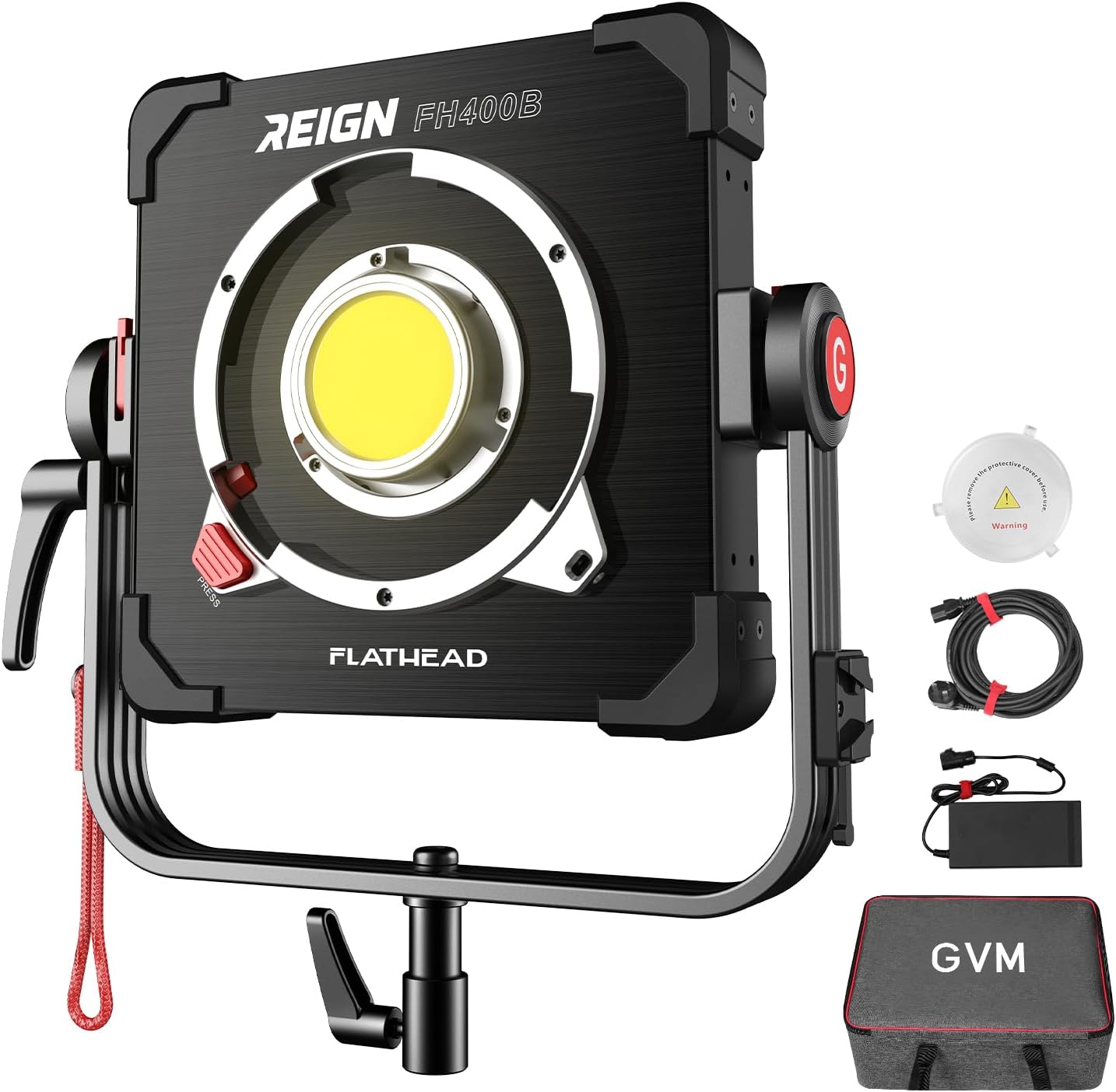 GVM 400W LED Video Light, FH400B Bi-Color COB LED Flathead Light, 68700lux/1m, IP65 Water Resistant Studio Light for Film & Broadcast, 2700K-6800K, Support Multi-Light Splicing for High Power Output