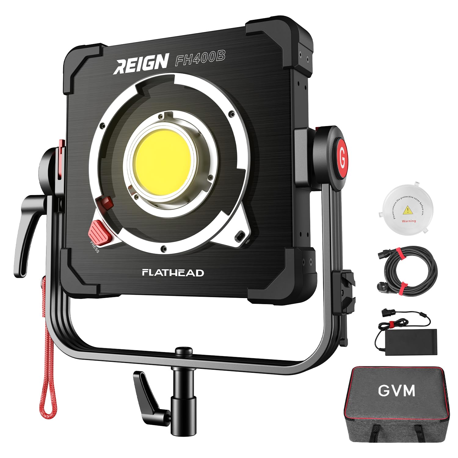 GVM 400W LED Video Light, FH400B Bi-Color COB LED Flathead Light, 68700lux/1m, IP65 Water Resistant Studio Light for Film & Broadcast, 2700K-6800K,