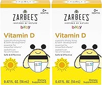 Vista 1 de Zarbee's Gotas de vitamina D para bebés, 400 UI (10 mcg) Suplemento líquido para bebés y niños pequeños, recién nacidos y mayores, jeringa