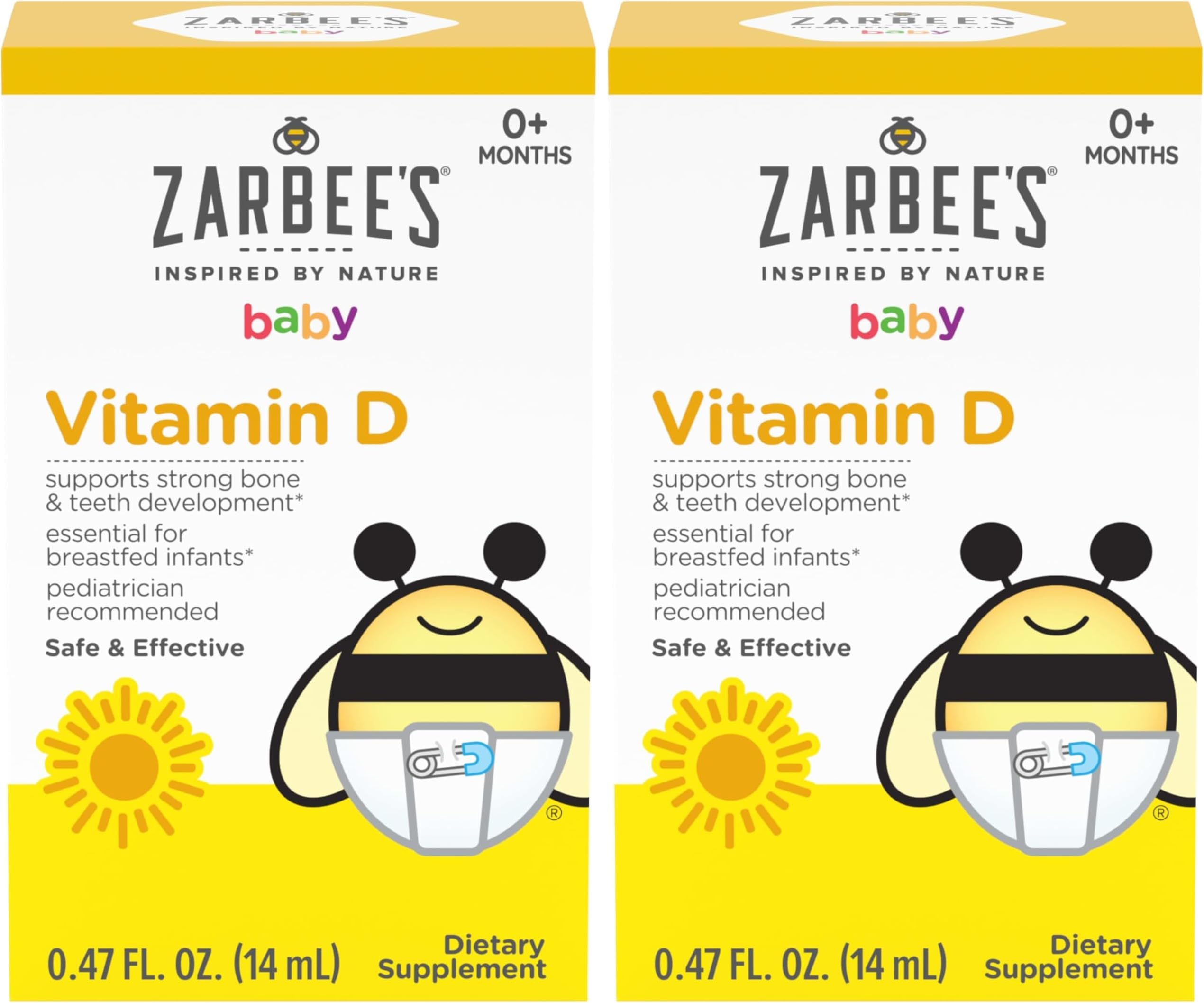 Vitamin D Drops for Infants,400IU (10mcg) Baby & Toddler Liquid Supplement,Newborn & Up,Dropper Syringe Included,0.47 Fl Oz,(Pack of 2)